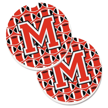 Carolines Treasures Letter M Football Scarlet and Grey  Cup Holder Car Coaster, PK2 CJ1067-MCARC